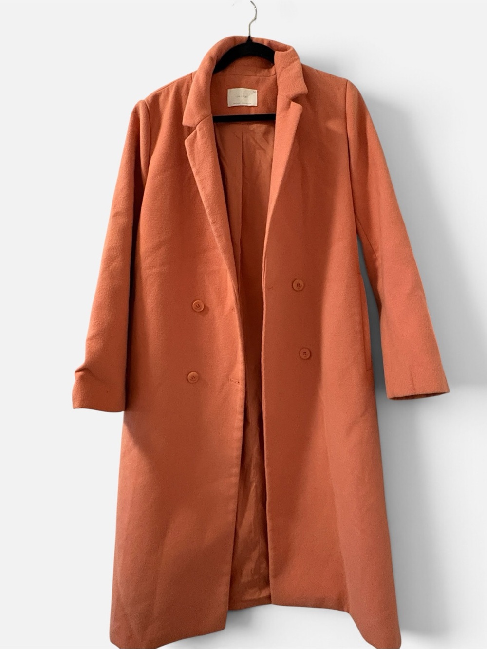 OAK + FORT Double-Breasted Trench Coat in Rust